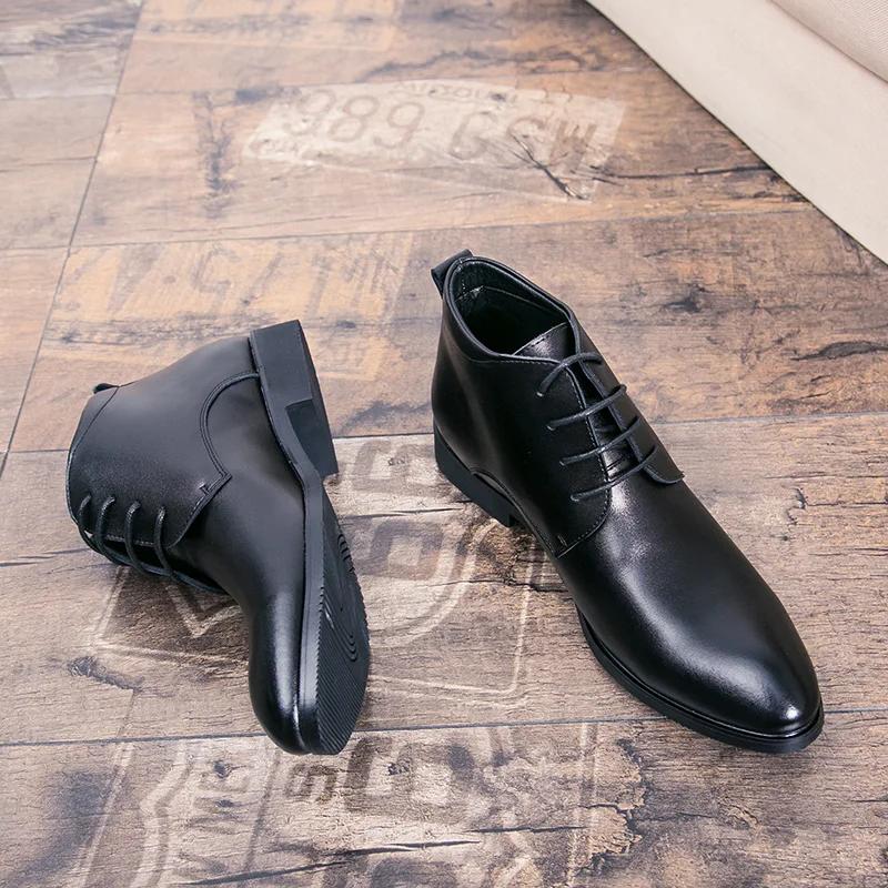Nouveau italien en cuir véritable hommes bottes affaires hiver/printemps fermeture éclair/à lacets b