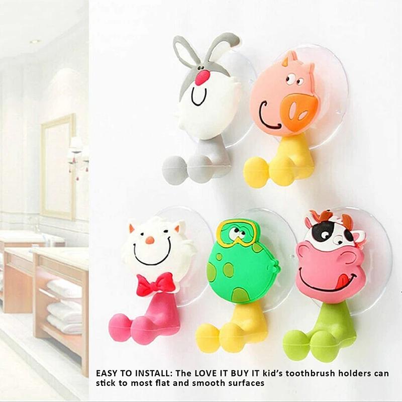 Porte-brosse à dents en forme d'animal de dessin animé, support de rangement mural antibactérien pou