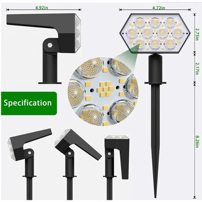 108 LED lumières solaires extérieures spots solaires projecteurs de paysage 92 LED réglable décorati