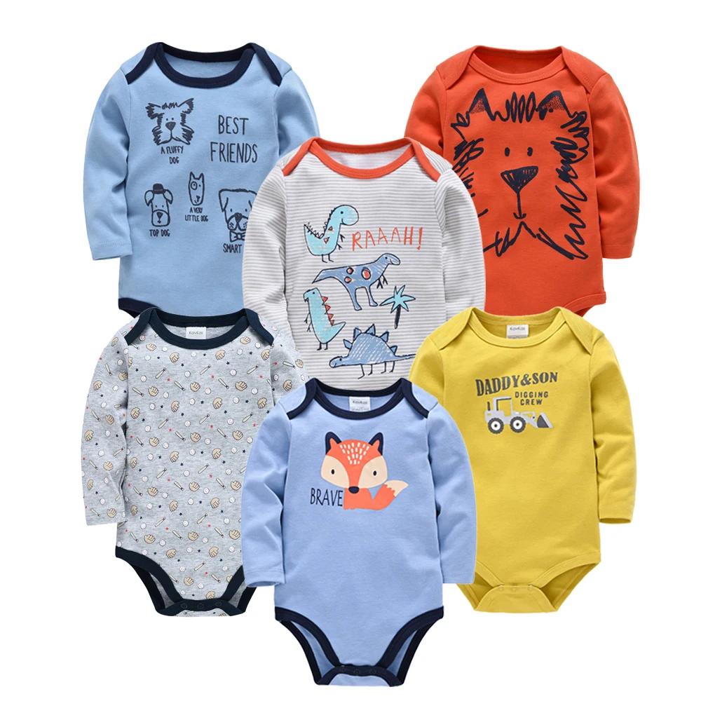 Kavkas – body pour bébés garçons et filles, 6 pièces, manches longues, 100% coton, vêtements pour bé
