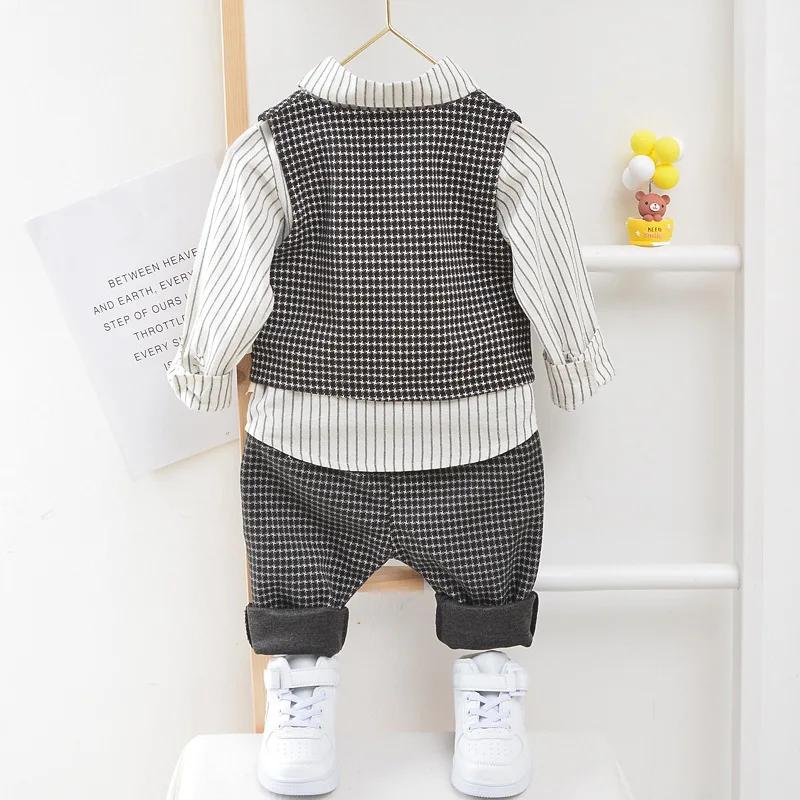 Costume élégant bébé garçon chemise rayée gilet pantalon - Tenue mariage anniversaire fête cérémonie chic