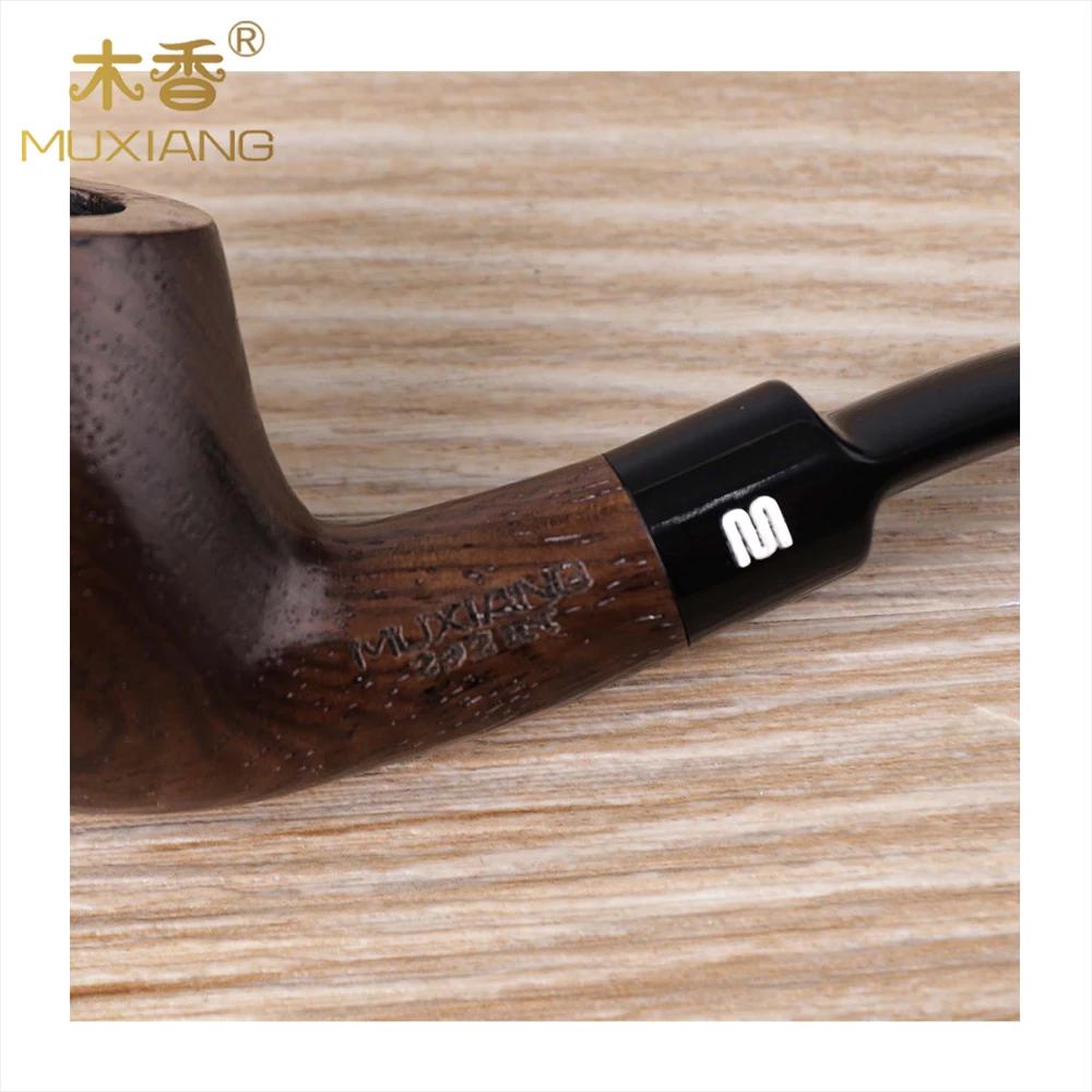 Pipe en bois d'ébène de style classique avec embout buccal en acrylique courbé, adaptée aux filtres