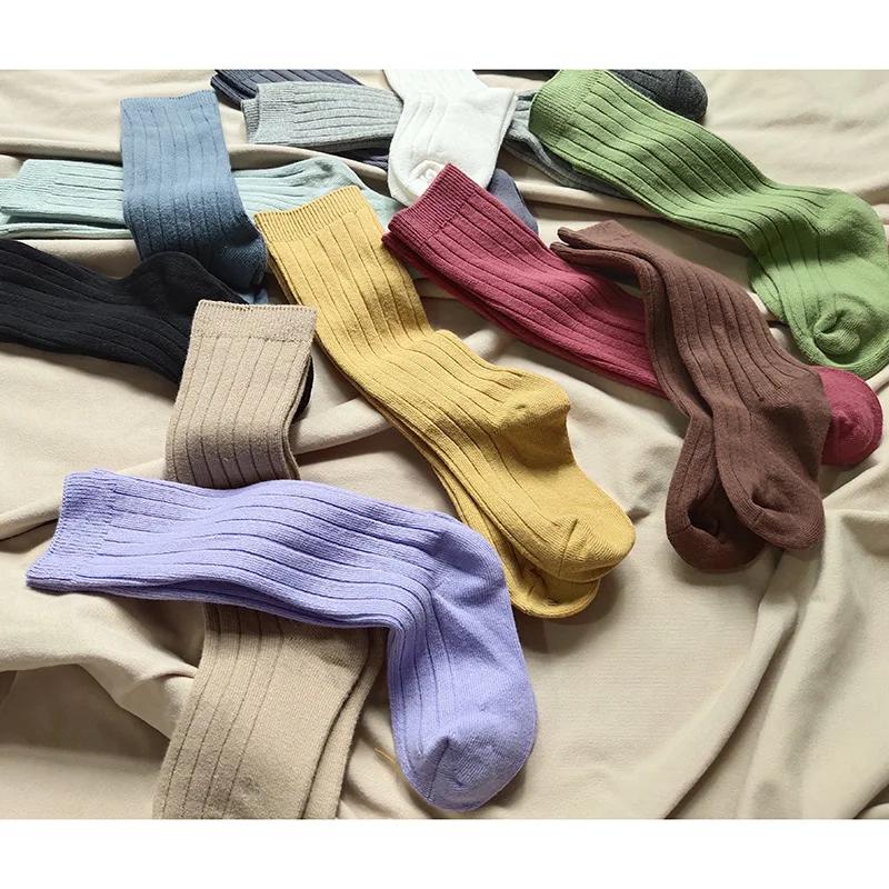 Chaussettes hautes et longues pour bébés garçons et filles, en coton, respirantes, à rayures, douces