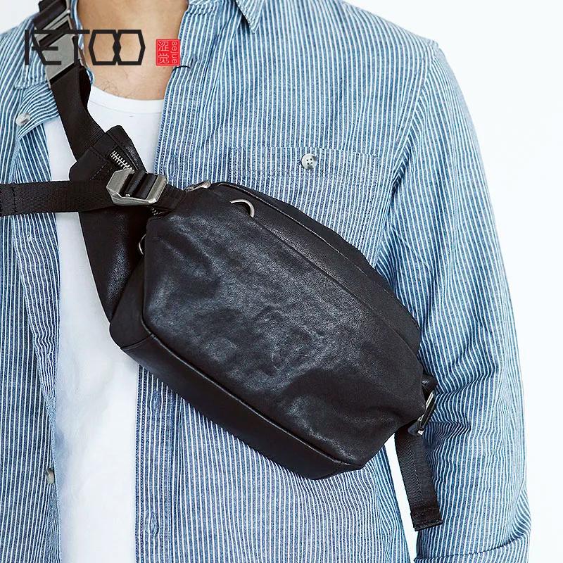 Gland TOO-Sac de poitrine en cuir avec ceinture pour homme, sac simple
