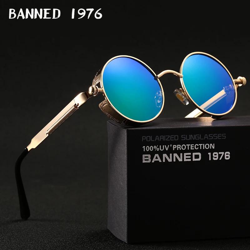 2022 HD Lunettes De soleil rondes polarisées en métal UV400 Lunettes De soleil pour hommes Feminin F