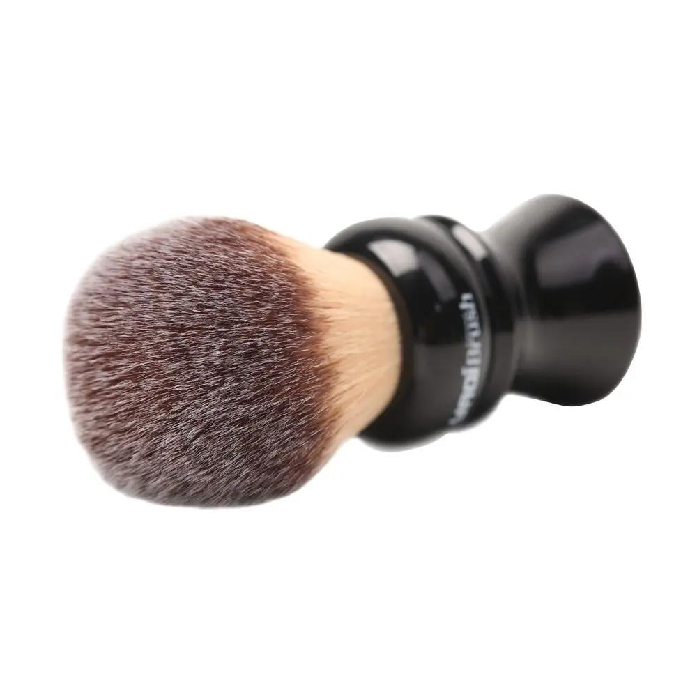 Pinceau à raser pour homme YAQI Ofel 24 mm, manche noir, poils synthétiques jaunes, pour rasage humi