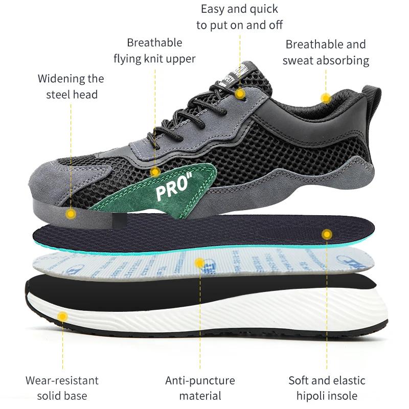 Chaussures de travail de sécurité pour hommes, chaussures d'extérieur avec embout en acier, anti-per