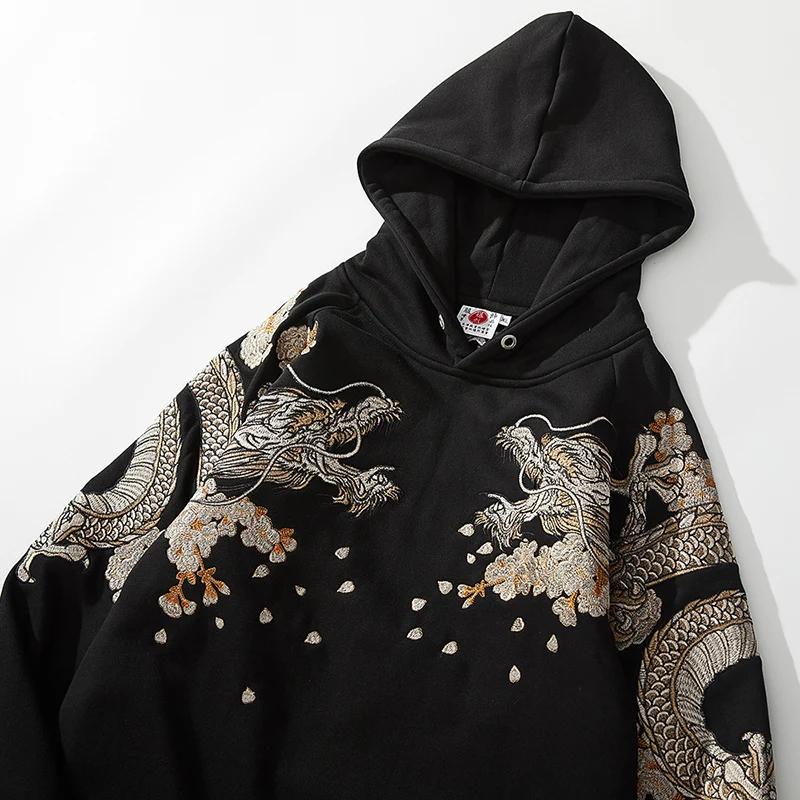 Makuluya sweats à capuche Yokosuka Dragon noir Phoenix Suzaku motif brodé pull Sakura
