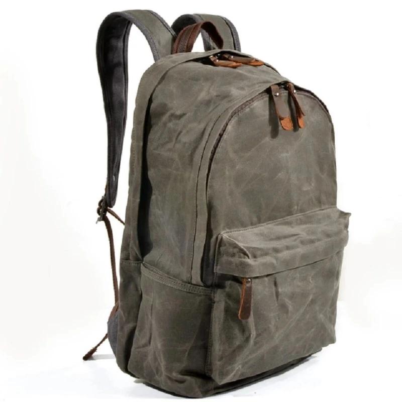 Sacs à dos en toile de cire d'huile imperméables pour hommes et femmes, sacs à dos vintage unisexes,