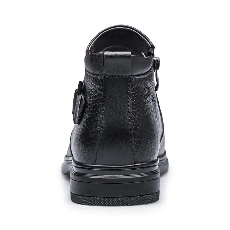 Bottes d'affaires en cuir de vache de qualité pour hommes, bottines de neige chaudes en fourrure, mo