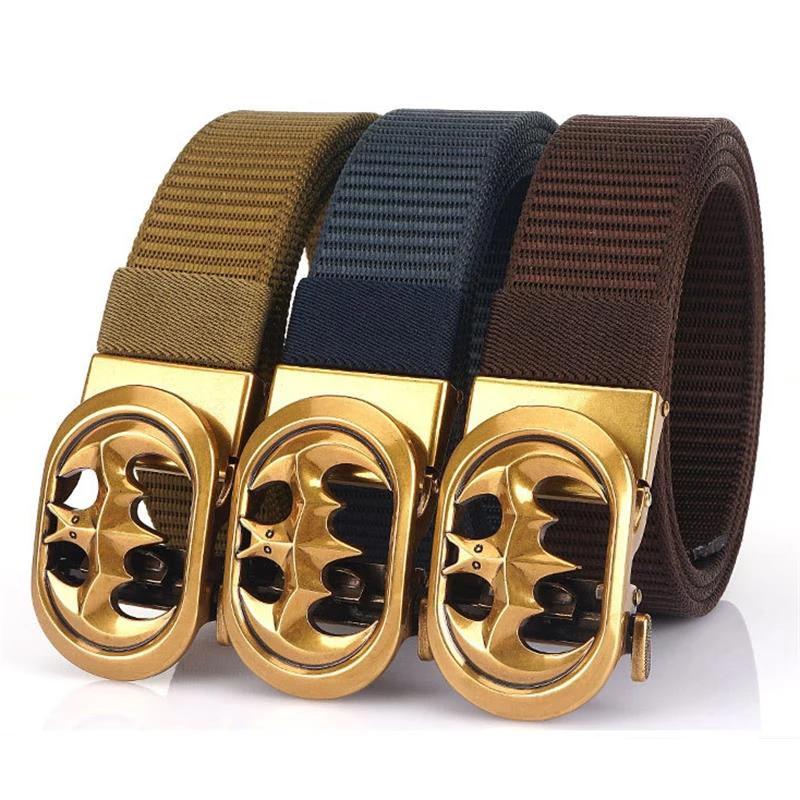 BOKADIAO Ceinture en nylon pour hommes de luxe chauve-souris en métal boucle automatique ceintures e