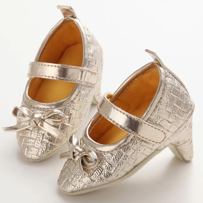 Chaussures à talons hauts pour nouveau-né fille, chaussures de princesse avec nœud, pour fête de pre