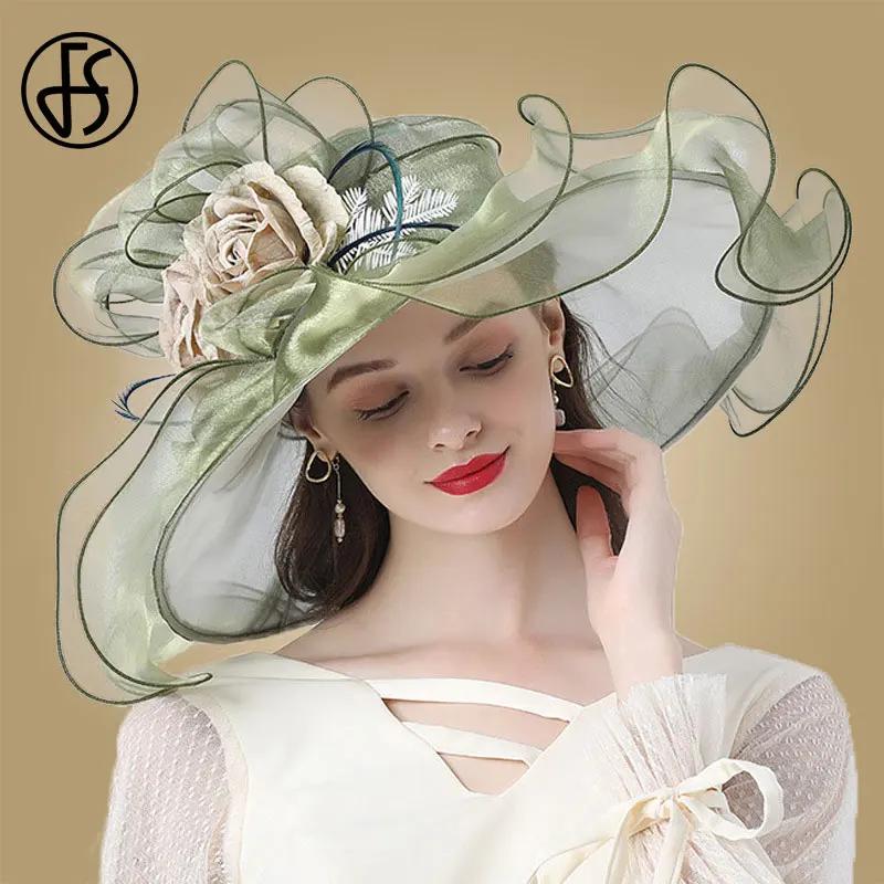 Chapeaux Fascinateurs à fleurs élastiques pour femmes, tri Derby, chapeau de soleil en organza, gran
