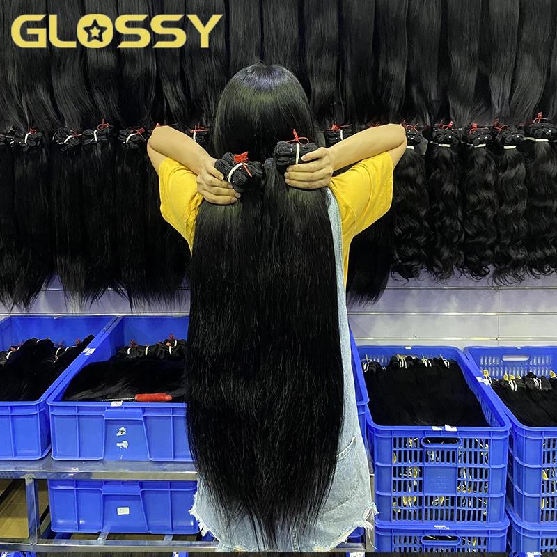 Extensions de cheveux humains vierges bruts pour femmes, faisceaux droits indiens, en vrac, en vente