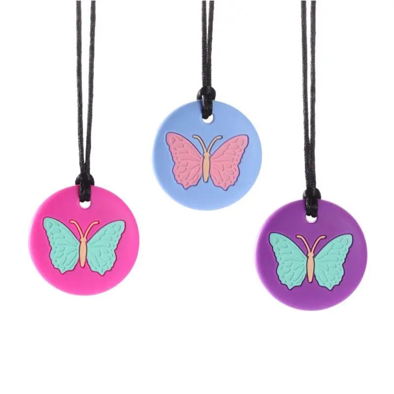 Collier en silicone avec mordant sensoriel,tubes de dentition jouet à mâcher pour enfant autiste ou