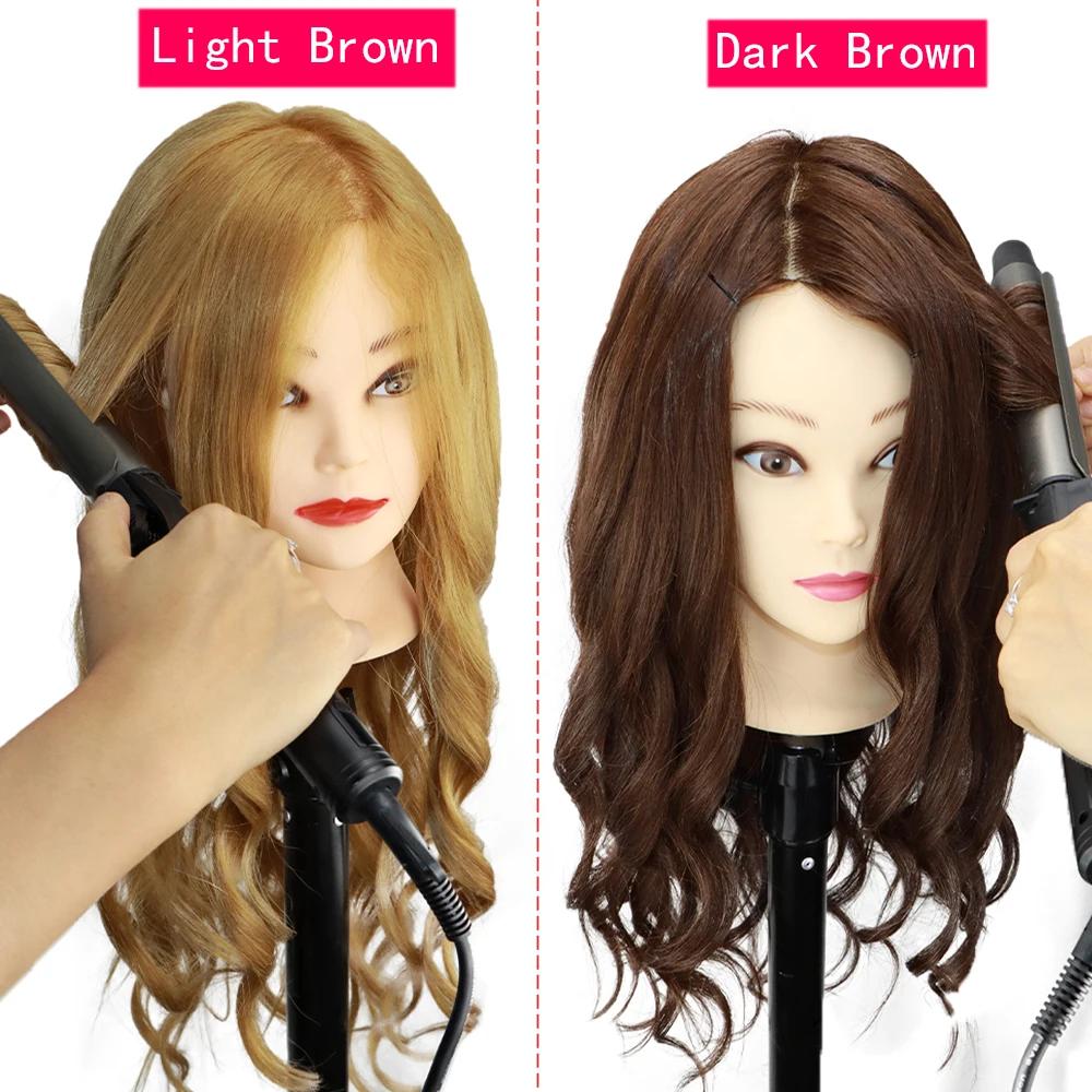 Tête de poupée colorée avec 85% cheveux humains mélangés de 60cm pour coiffeurs tête de Mannequin co