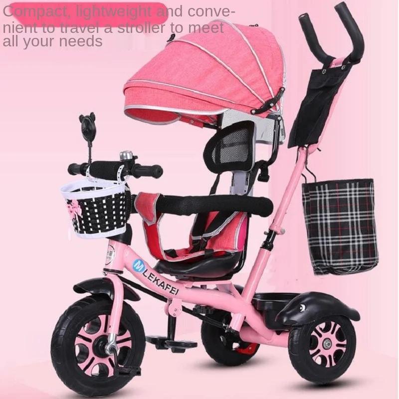 Tricycle enfant LazyChild avec siège rotatif, cadre métallique, pour 1-5 ans, vélo bébé, poussette a