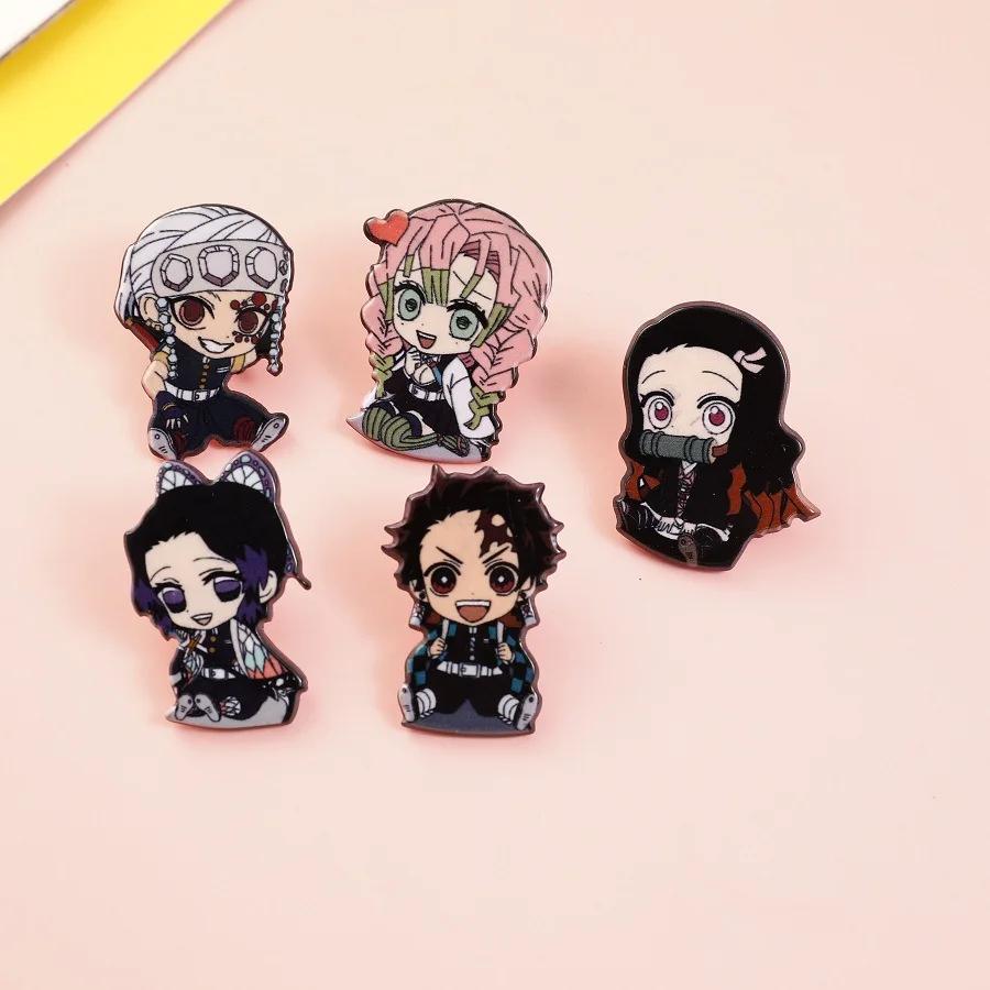 Broche de rôle de dessin animé Demon Slayer, en acrylique, épingles décoratives pour femmes et homme