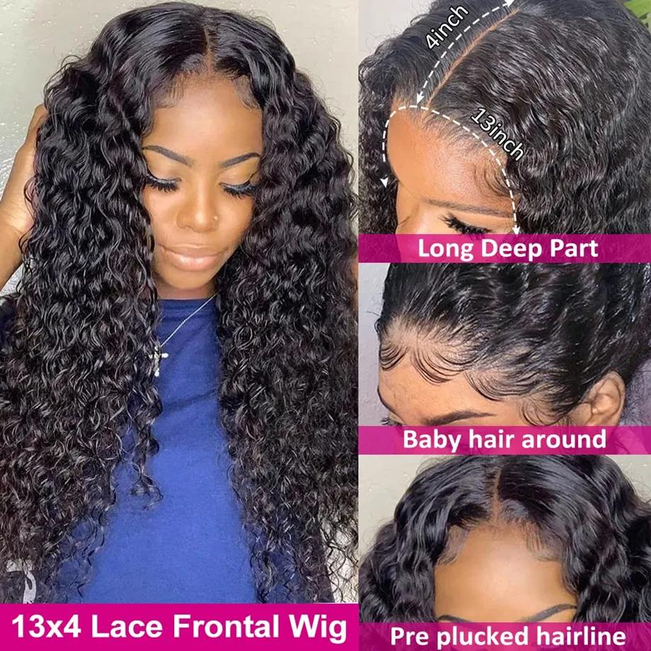 Perruque Lace Front Wig Naturelle Bouclée, Deep Wave, 13x4, 13x6, HD, 5x5, 6 Tages, 28 30 Pouces