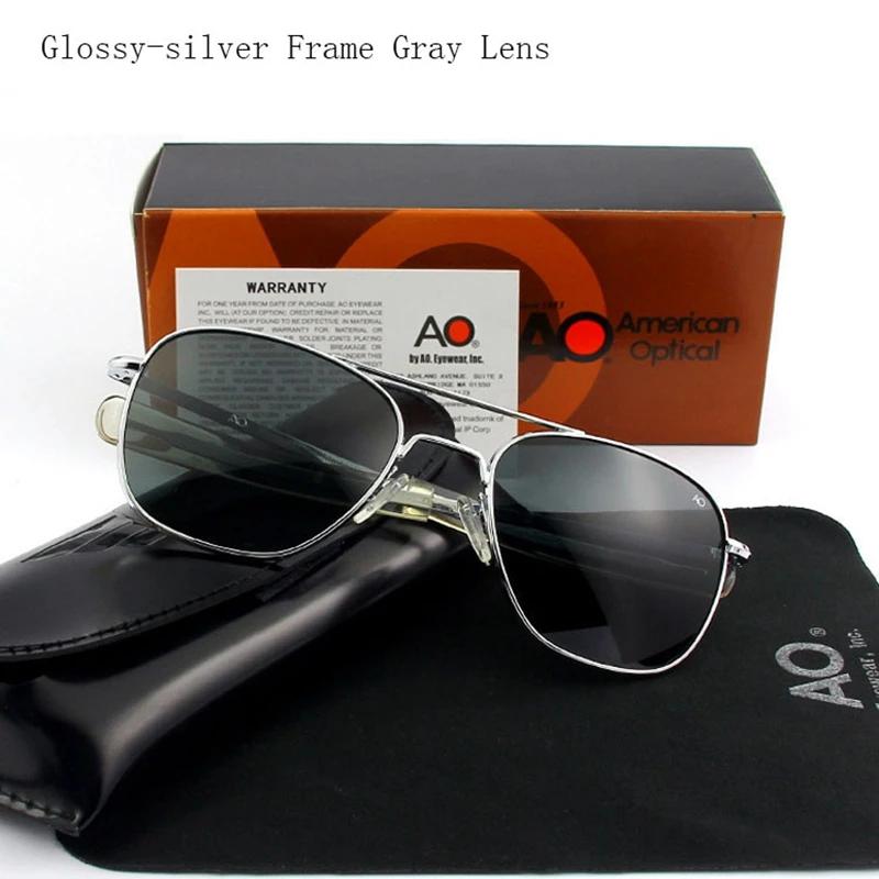 Top qualité armée américaine militaire pilote AO lunettes de soleil lentille en verre hommes marque