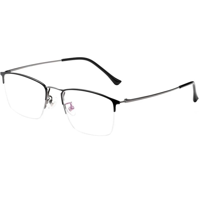 YIMARUILI – lunettes d'affaires rétro ultralégères pour hommes, demi-monture, titane pur, myopie, hy