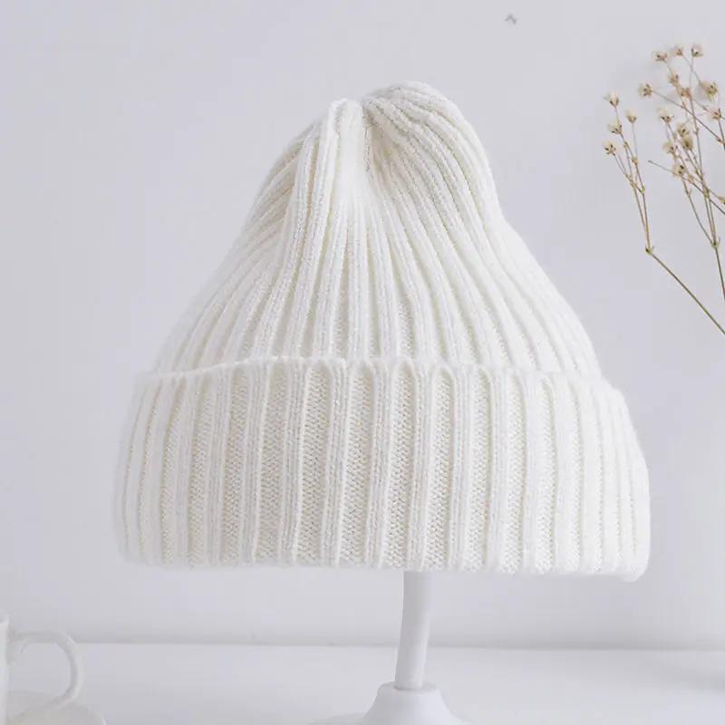 Bonnet tricoté côtelé pour bébés filles et garçons, casquette coupe-vent décontractée pour tout-peti