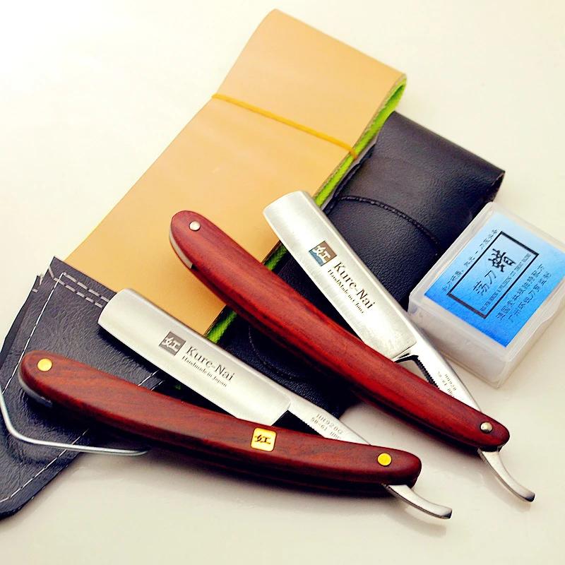 Rasoir droit en acier au carbone pour hommes, manche RosFrederick, rasoir de barbier, grattoir manue