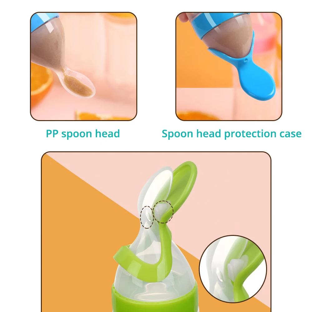 BiSantos en silicone sûr et utile avec cuillère, complément alimentaire, riz, céréales, cuillère à p