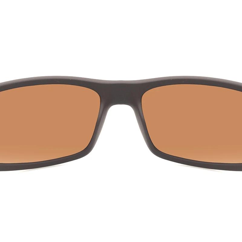 Lunettes de soleil polarisées de marque pour homme 2026, design rectangulaire marron, verres de spor