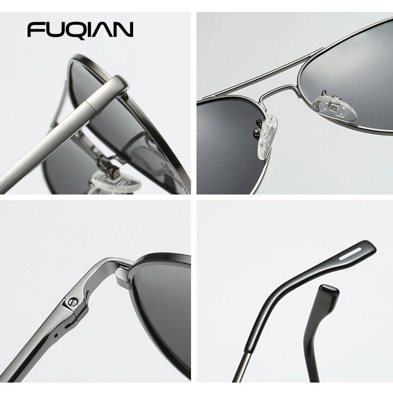 Classique grand pilote lunettes de soleil polarisées hommes de luxe en métal noir Aviation lunettes