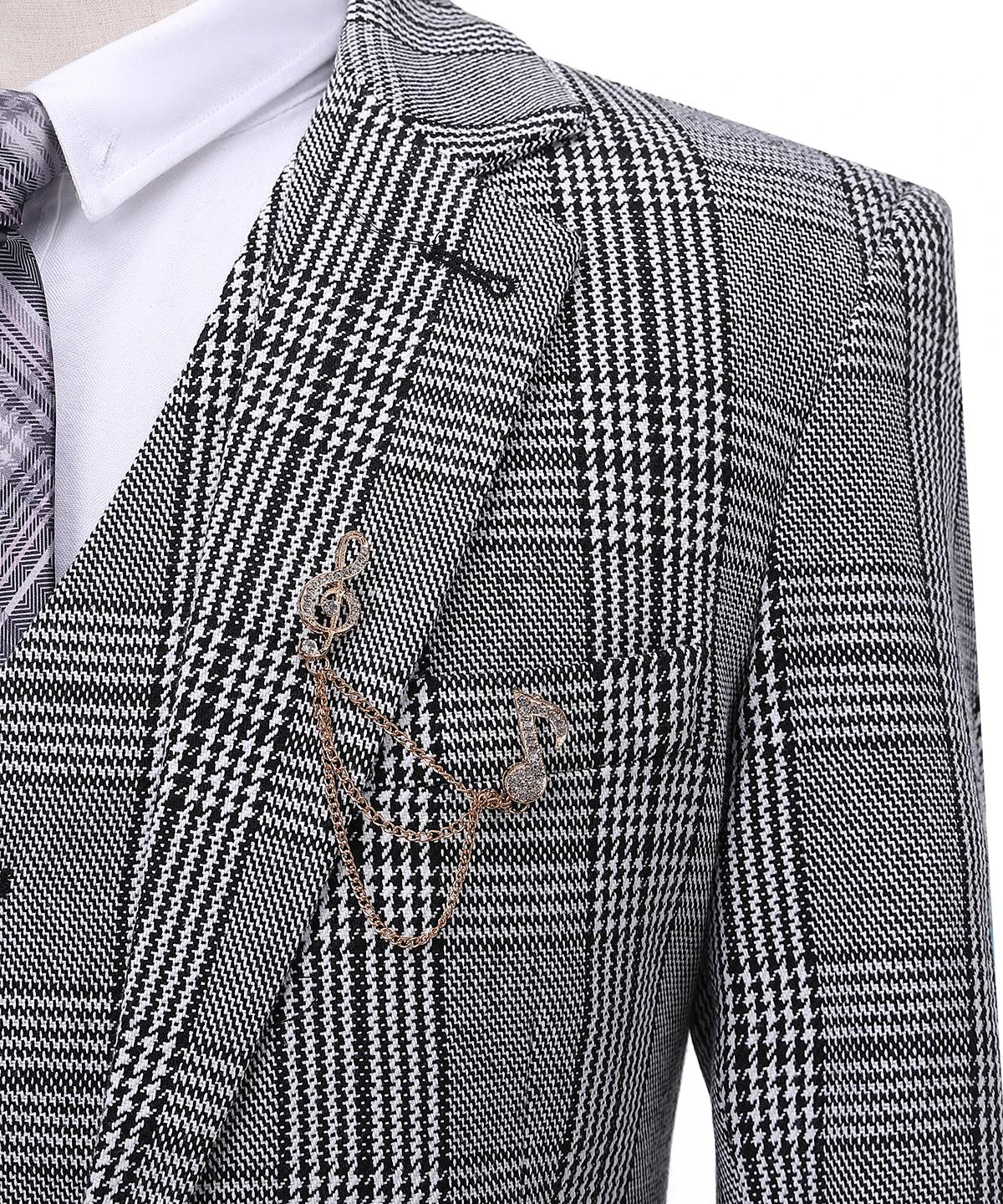 Costume formel 3 pièces pour hommes, coupe cintrée, châle à revers, Plaid en laine douce, Tuxedos gr