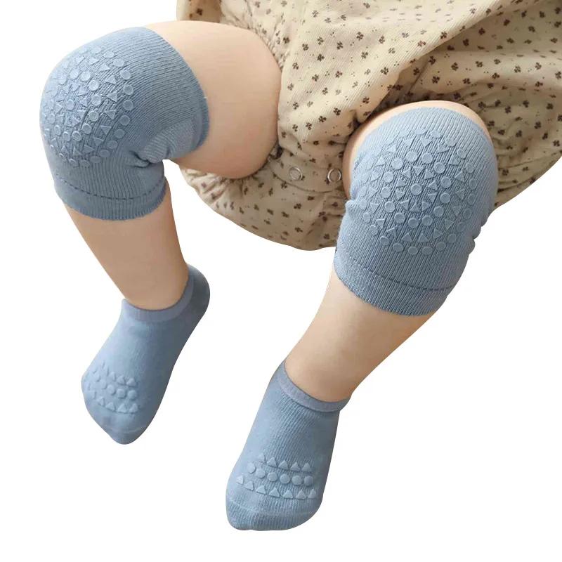 Ensemble de chaussettes et genouillères pour bébé, pour filles et garçons, couleur unie, antidérapan
