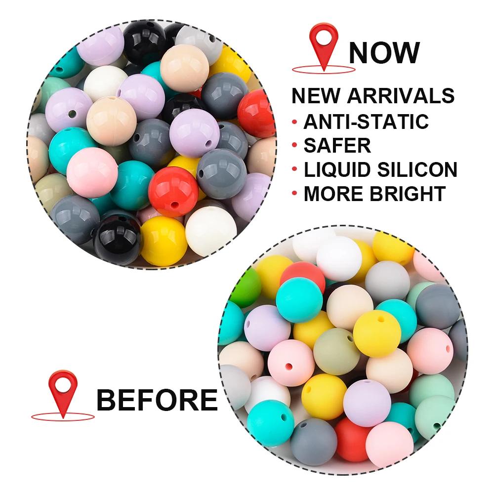 LOFCA – anneau de dentition en Silicone, 15mm, 20 pièces/lot, perles rondes de dentition pour bébé,
