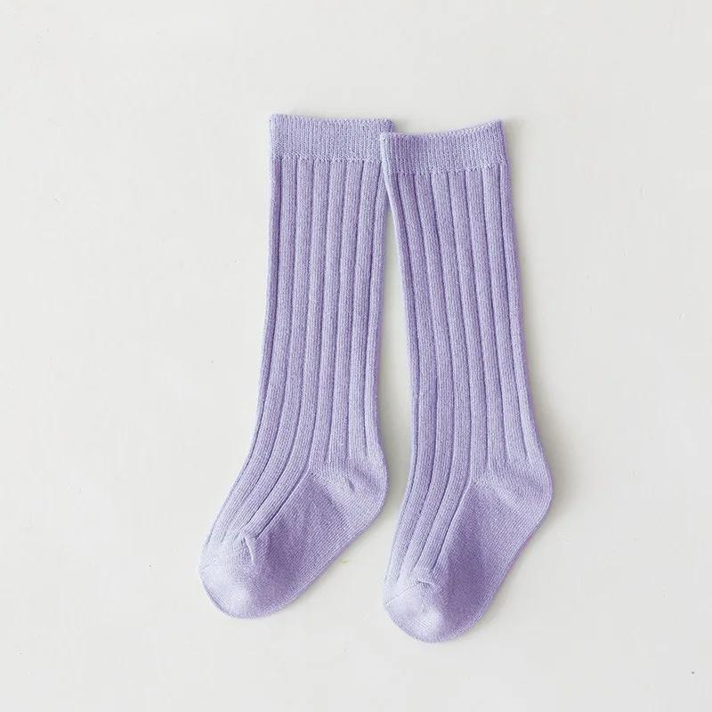 Chaussettes hautes et longues pour bébés garçons et filles, en coton, respirantes, à rayures, douces