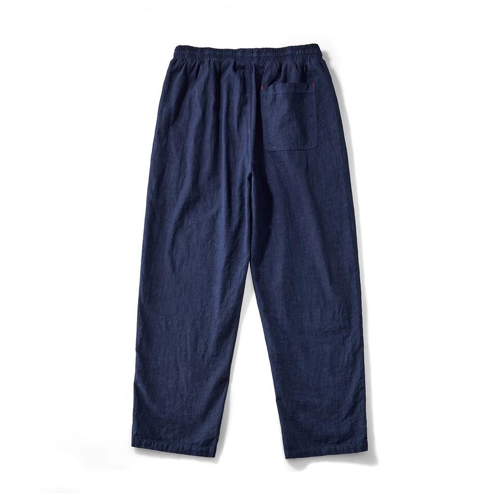 Pantalon cargo indigo rétro japonais pour homme, pantalon multi-poches, jambe large, coton, lin, déc