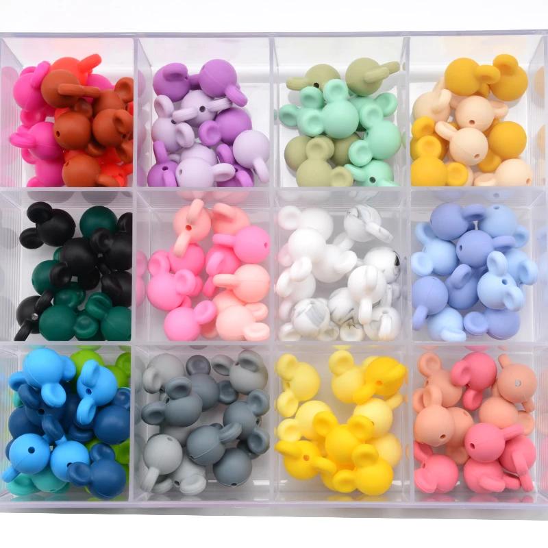 LOFCA 10 pièces/lot souris perles de Silicone bébé anneau de dentition jouet doux à mâcher dentition