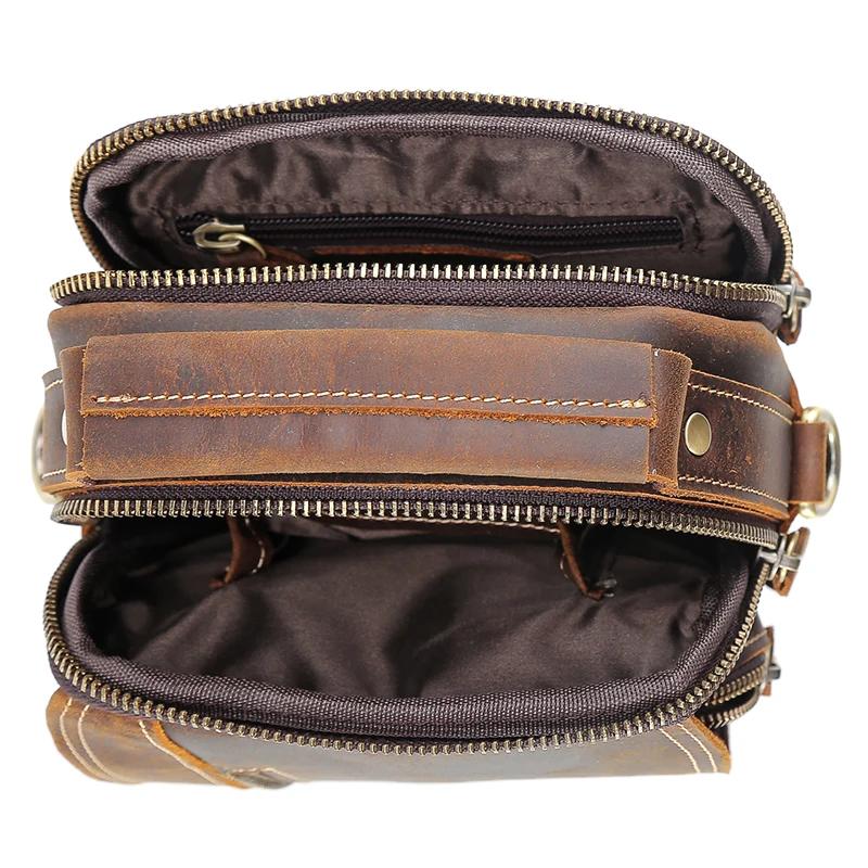 100% sacs de messager en cuir véritable rétro en cuir de vache homme sac corssbody poignées multifon