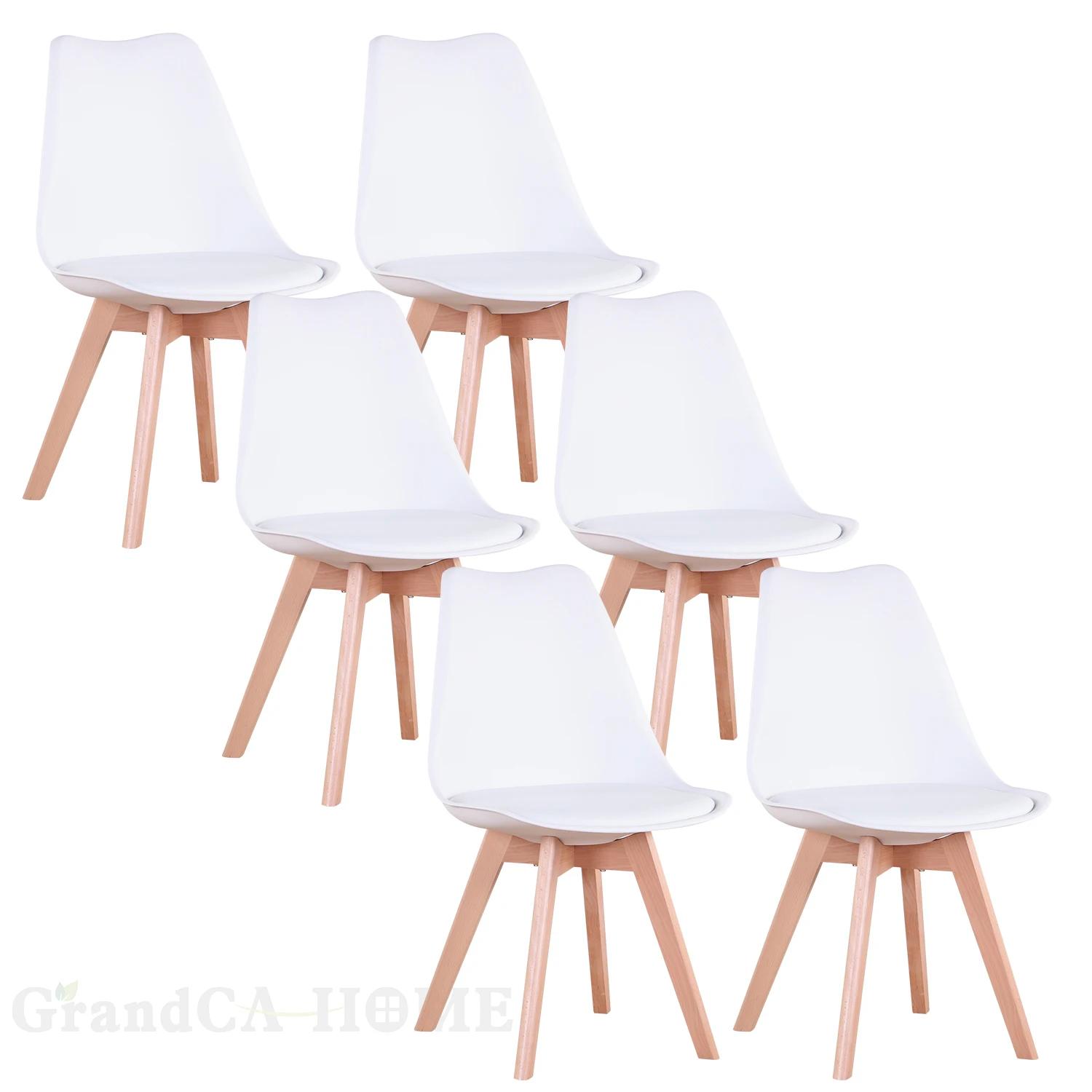Ensemble de 6 chaises de salle à manger modernes et minimalistes, siège rembourré en PU, pieds en bo