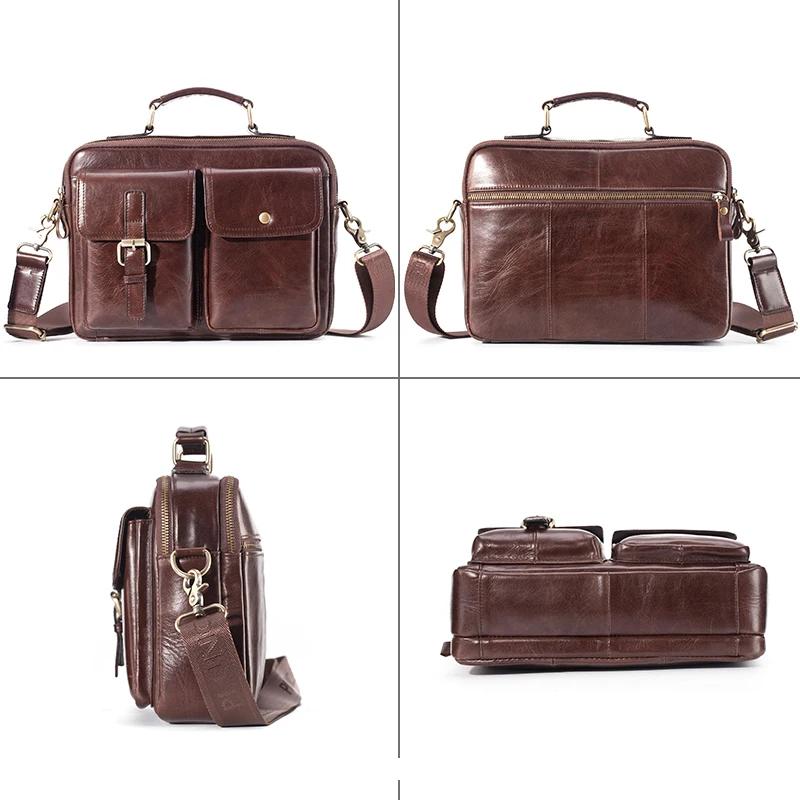 Tout nouveau sac de messager en cuir de vachette hommes sac à main en cuir véritable mâle voyage Pad