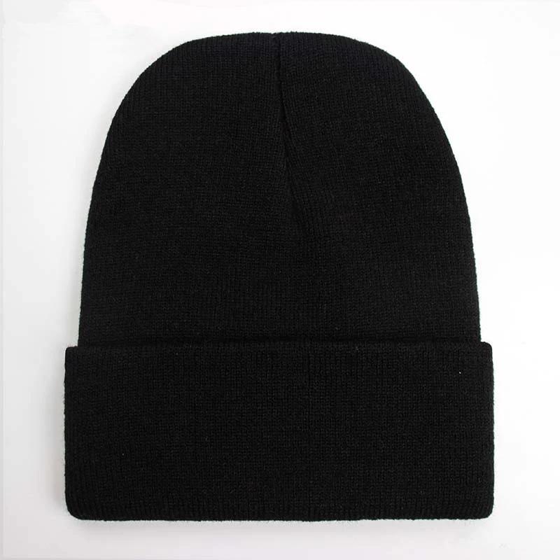Bonnet unisexe solide automne hiver mélanges de laine doux chaud bonnet tricoté hommes femmes SkullC