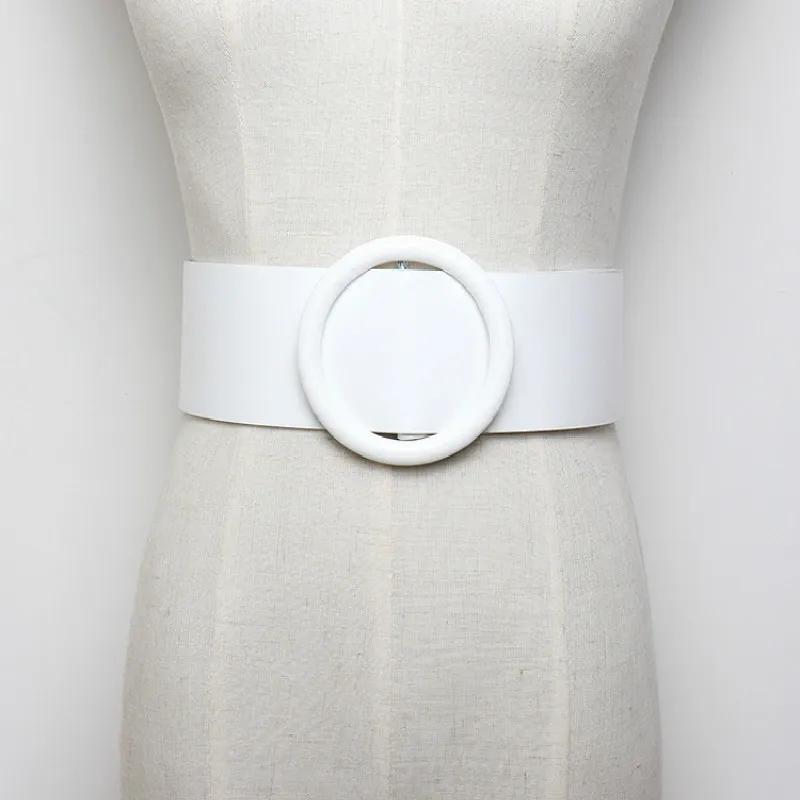 Ceinture en cuir blanc pour femme, large, ronde, carrée, cool, qualité supérieure, jeans féminins, e
