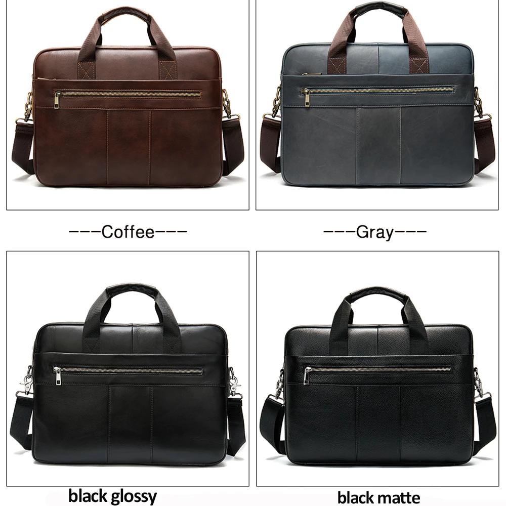 WESTAL – sac en cuir véritable pour hommes, sacoche pour ordinateur portable, mallette pour Document