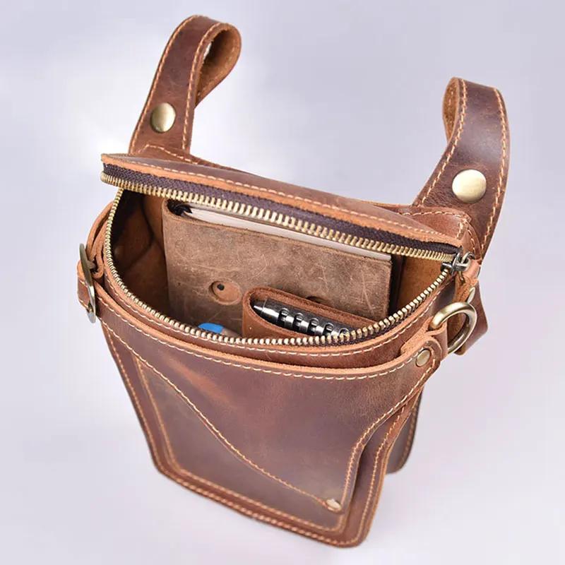 Sac de moto en cuir véritable pour homme, ceinture de hanche, fourre-tout de hanche, sacs de taille