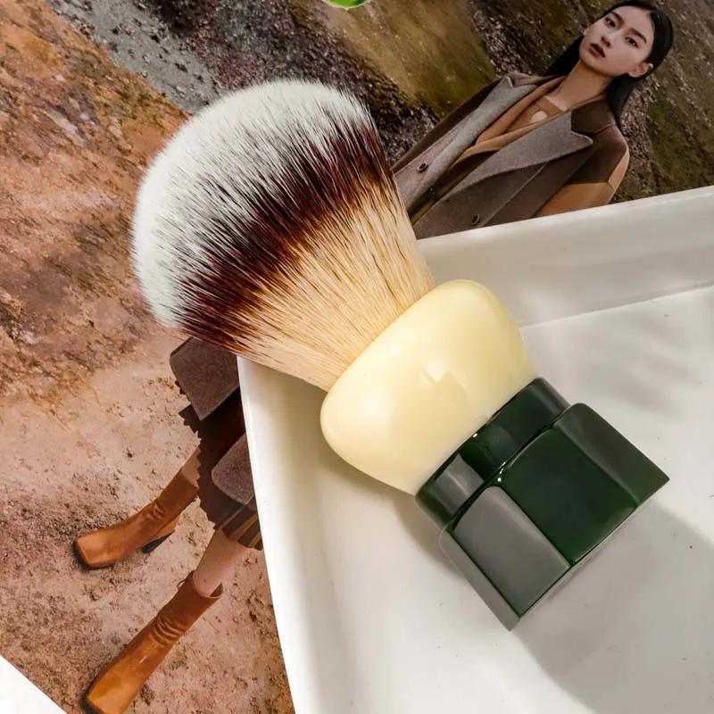 YAQI – brosse de rasage pour hommes, cheveux synthétiques en obsidienne verte humide