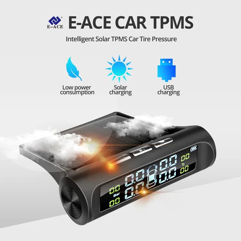 E-ACE énergie solaire TPMS système de surveillance d'alarme de pression des pneus de voiture système