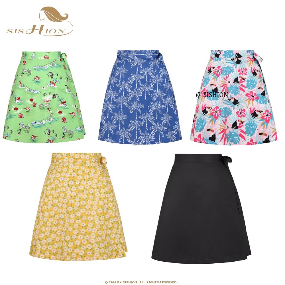 SISHION – jupe Sarong de plage, style Boho, Sexy, longueur aux genoux, verte, à envelopper rapidemen