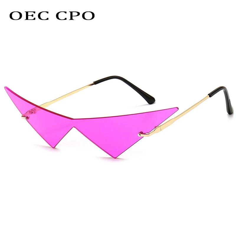 OEC CPO surdimensionné oeil de chat sans monture lunettes de soleil femmes mode une pièce lentille l