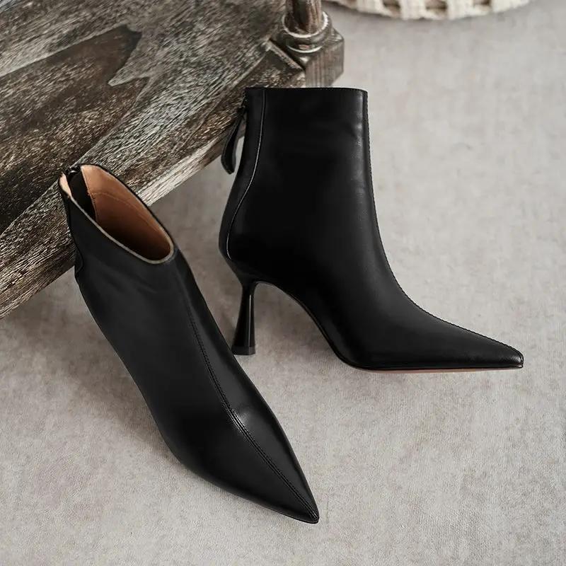 Krazing Pot grande taille 42 cuir de vache bout pointu talons hauts Design Chic concis hiver printem