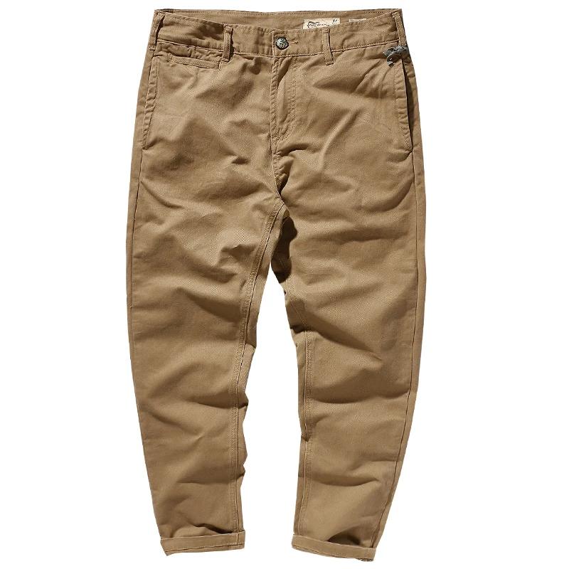 Pantalon décontracté en coton pur pour homme, nouveau, rétro américain, tissé, lourd, sergé, délavé,