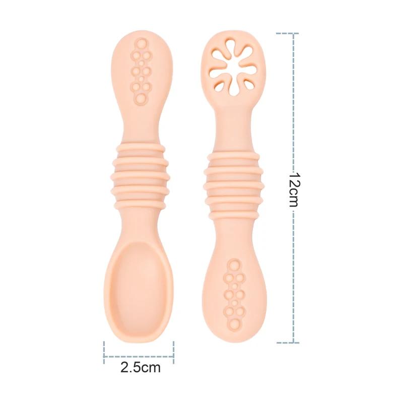Ensemble cuillère et fourchette pour bébé, cuillère collante en Silicone de qualité alimentaire, cou